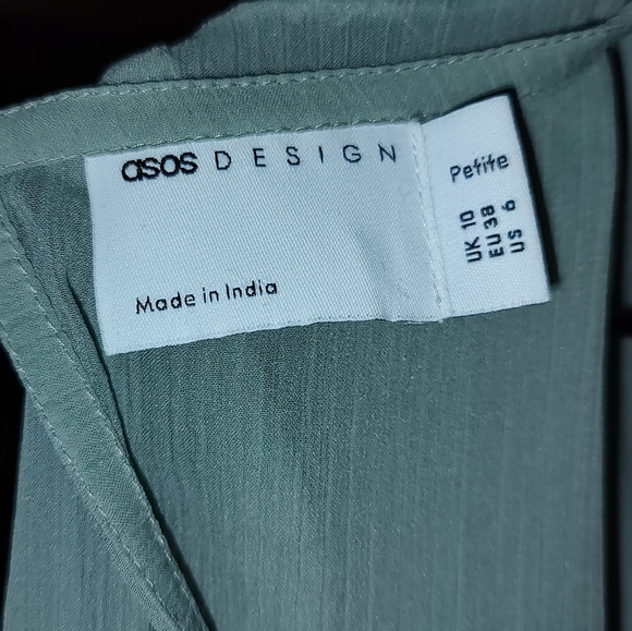 ASOS Sage V-Neck Bishop Sleeve Chiffon Maxi Dress - Picture 2 of 4